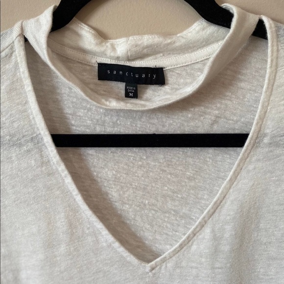 Sanctuary Women’s Medium Joanna White Linen Choker Tee - Picture 4 of 7